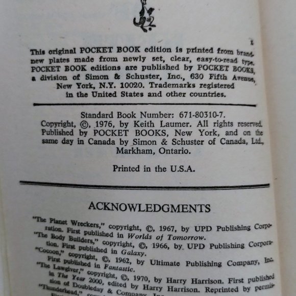 The Best of Keith Laumer Sci-Fi Softcover First Edition Book 1975 - Picture 5 of 6